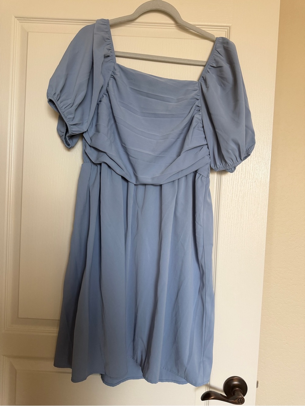 Light Blue Puff-Sleeve Square Neck Dress size XL